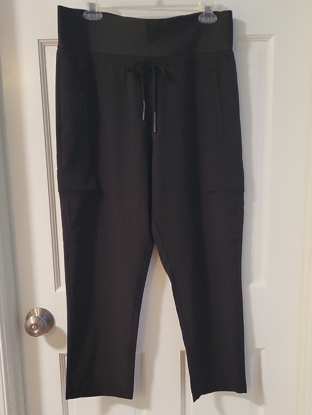 Women's Cropped High Waist Black Cargo Jogger Pants Size M